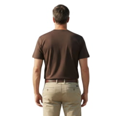 Camiseta Masculina TXC Manga Curta Regular Ram Marrom Com Logo Aplicado Ref:RAM005