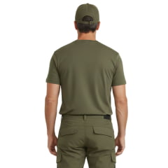 Camiseta Masculina TXC Manga Curta Regular Verde Militar Com Logo RAM Aplicado Ref:RAM005