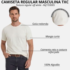 Camiseta Masculina TXC Manga Curta Textura Regular Off White Ref:193005