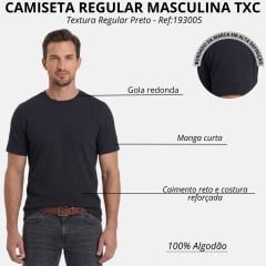 Camiseta Masculina TXC Manga Curta Textura Regular Preto Ref:193005