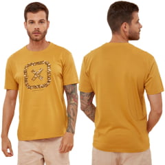 Camiseta Masculina TXC Mostarda Manga Curta Regular Com Logo Estampada Ref.192128