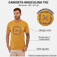 Camiseta Masculina TXC Mostarda Manga Curta Regular Com Logo Estampada Ref.192128