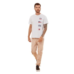 Camiseta Masculina TXC Off White Manga Curta Regular Com Logo Estampada Ref.192087