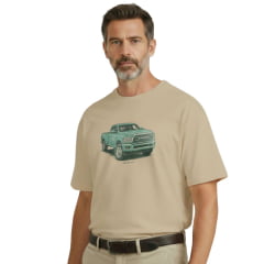 Camiseta Masculina TXC Over Ram Manga Curta Off White Caqui Estampa Caminhonete Verde Ref:RAM0010