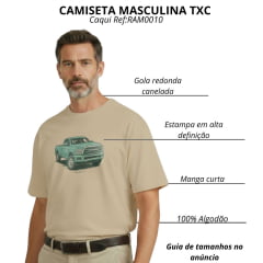 Camiseta Masculina TXC Over Ram Manga Curta Off White Caqui Estampa Caminhonete Verde Ref:RAM0010