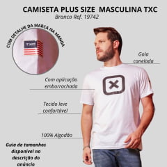 Camiseta Masculina TXC Plus Size Branca Manga Curta Com Logo Em Preto Ref:19742