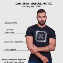 Camiseta Masculina TXC Preta Custom Manga Curta Com Logo Grande Em Branco Ref.192175