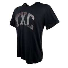 Camiseta Masculina TXC Preta Custom Regular Manga Curta Com Logo Em Couro Ref.192406