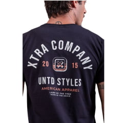 Camiseta Masculina TXC Preta Manga Curta Custom Com Logo Laranja Ref.192025