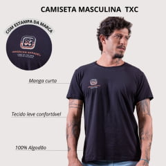 Camiseta Masculina TXC Preta Manga Curta Custom Com Logo Laranja Ref.192025