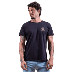 Camiseta Masculina TXC Preta Manga Curta Custom Com Logo Laranja Ref.192025