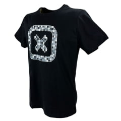 Camiseta Masculina TXC Preta Manga Curta Custom Regular Com Logo Emborrachado Branco/Preto Ref.192075