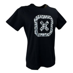 Camiseta Masculina TXC Preta Manga Curta Custom Regular Com Logo Emborrachado Branco/Preto Ref.192075