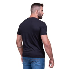 Camiseta Masculina TXC Preta Regular Custom Manga Curta Com Logo Grande Bandeira EUA Ref.192176