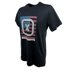 Camiseta Masculina TXC Preta Regular Custom Manga Curta Com Logo Grande Bandeira EUA Ref.192176