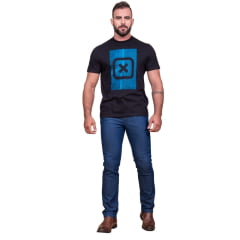 Camiseta Masculina TXC Preta Regular Custom Manga Curta Com Logo Grande Em Azul Ref.192187