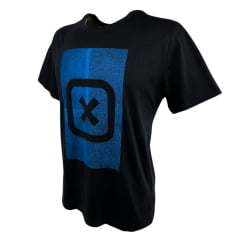 Camiseta Masculina TXC Preta Regular Custom Manga Curta Com Logo Grande Em Azul Ref.192187