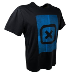 Camiseta Masculina TXC Preta Regular Custom Manga Curta Com Logo Grande Em Azul Ref.192187