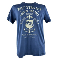 Camiseta Masculina TXC Regular Classic Manga Curta Azul Marinho Estampada Em Creme Ref:192215