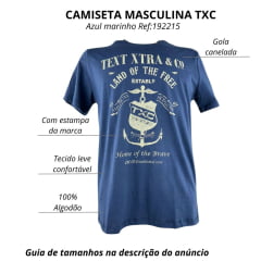 Camiseta Masculina TXC Regular Classic Manga Curta Azul Marinho Estampada Em Creme Ref:192215