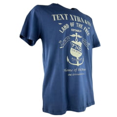 Camiseta Masculina TXC Regular Classic Manga Curta Azul Marinho Estampada Em Creme Ref:192215
