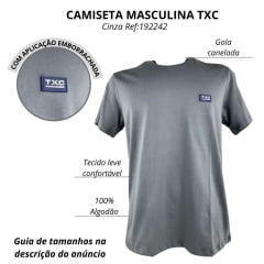 Camiseta Masculina TXC Regular Classic Manga Curta Chumbo Com Bordado Azul Ref:192242