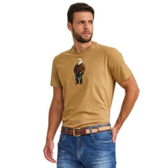 Camiseta Masculina TXC Regular Fio 30 Manga Curta Marrom Claro Estampada Ref: 192992