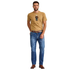 Camiseta Masculina TXC Regular Fio 30 Manga Curta Marrom Claro Estampada Ref: 192992