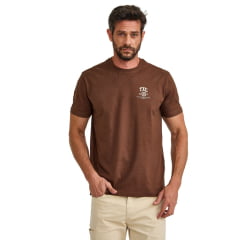 Camiseta Masculina TXC Regular Fio 30 Manga Curta Marrom Escuro Estampada Logo Cru Ref: 192886