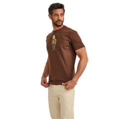Camiseta Masculina TXC Regular Fio 30 Manga Curta Marrom Escuro Estampada Ref: 192991