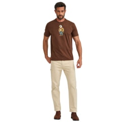 Camiseta Masculina TXC Regular Fio 30 Manga Curta Marrom Escuro Estampada Ref: 192991