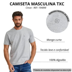 Camiseta Masculina TXC Regular Fio 30 Manga Curta Mescla Médio Logo Bordado REF: 19489E