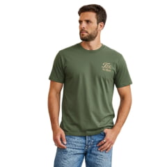 Camiseta Masculina TXC Regular Fio 30 Manga Curta Verde Militar Estampada Logo Laranja Ref:192874