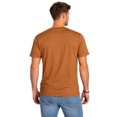 Camiseta Masculina TXC Regular Manga Curta Marrom Escuro Com Logo Pequeno Azul E Branco Ref:192888