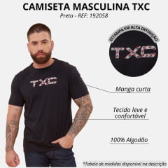 Camiseta Masculina TXC Regular Manga Curta Preto Com Logo Ref: 192058