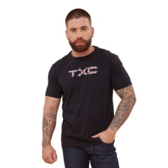 Camiseta Masculina TXC Regular Manga Curta Preto Com Logo Ref: 192058