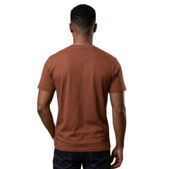 Camiseta Masculina TXC Regular Suedine Manga Curta Marrom Com Logo Estampado Bege Ref: 192990