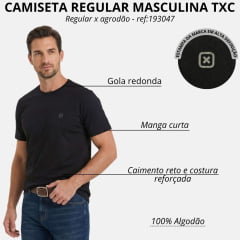 Camiseta Masculina TXC Regular X Agrodão Manga Curta Preto Logo Cinza Escuro Ref:193047