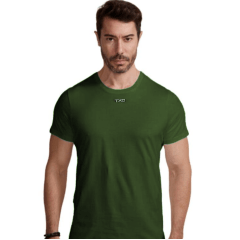 Camiseta Masculina TXC Verde Militar Classic Logo Bordada Em Branco - Ref 19729