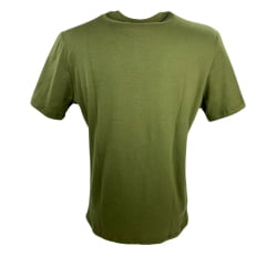 Camiseta Masculina TXC Verde Militar Classic Regular Manga Curta Decote V Com Logo Bordada em Preto Ref.192161