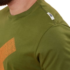 Camiseta Masculina TXC Verde Militar Custom Regular Manga Curta Com Logo em Laranja Ref.192121