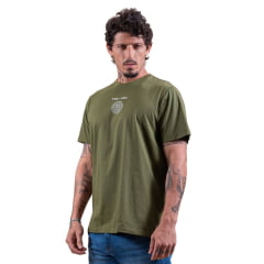 Camiseta Masculina TXC Verde Militar Estampa Branca USA - Ref. 192029