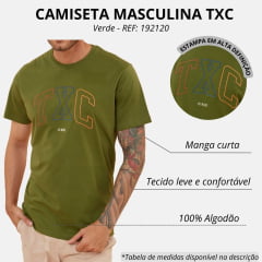 Camiseta Masculina TXC Verde Militar Manga Curta Regular Com Logo Ref: 192120