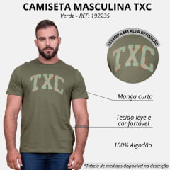 Camiseta Masculina TXC Verde Militar Regular Custom Manga Curta Ref. 192235