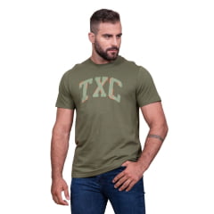 Camiseta Masculina TXC Verde Militar Regular Custom Manga Curta Ref. 192235