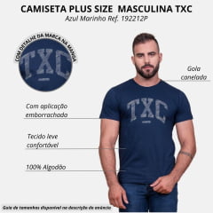 Camiseta Masculina TXC X Size Azul Marinho Manga Curta Ref:192212P