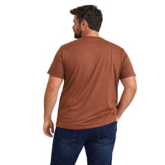 Camiseta Masculina TXC X-Size Malha Penteada Marrom Claro Com Logo Branco Ref:19742