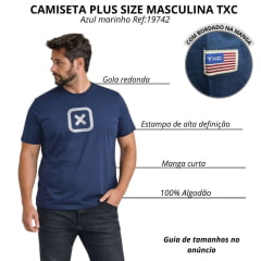 Camiseta Masculina TXC X-Size TXC Fio30 Manga Curta Azul Marinho Com Logo Branco Ref:19742