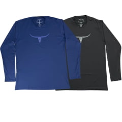 Camiseta Masculina UV Logo Os Moiadeiros Manga Longa - Escolha a cor