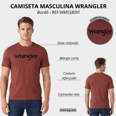 Camiseta Masculina Wrangler Básica Bordô Logo Preto REF:WM5580VI